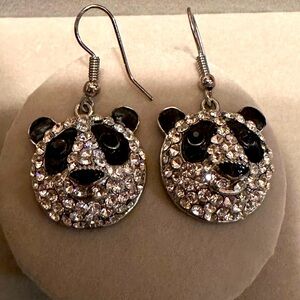 Rhinestone Panda Bear Earrings